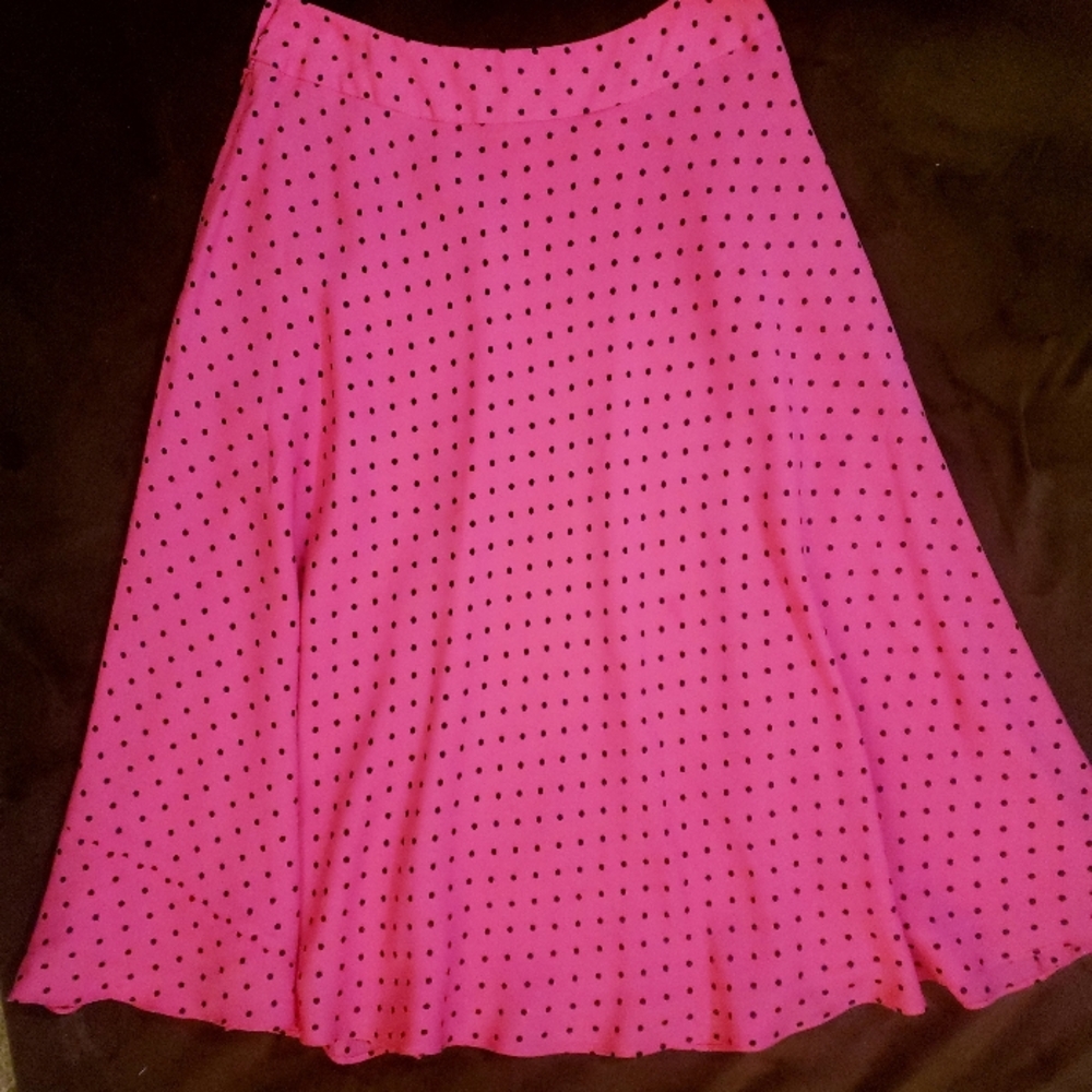 🐩 Jones New York Vintage Poodle Inspired Pink Polka Dot Swing Skirt Size 4 💕
